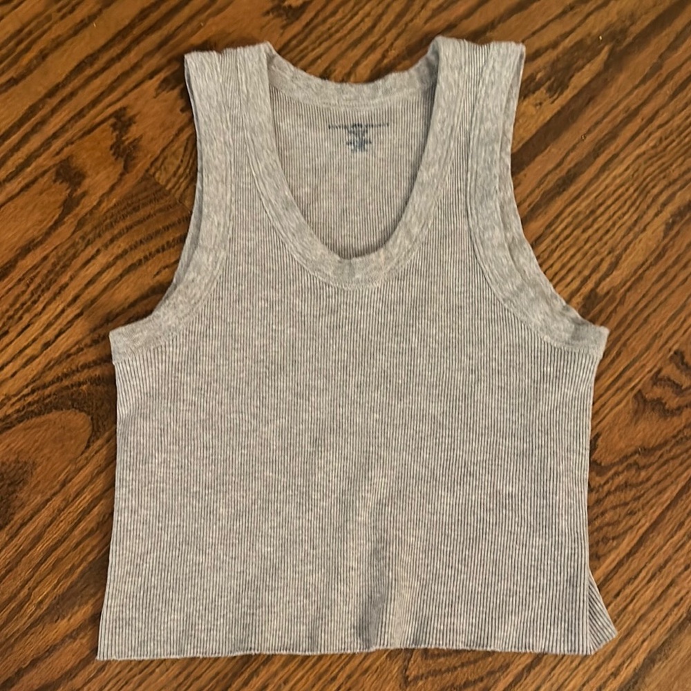 Brandy Melville Gray Fitted Ribbed Tank Top